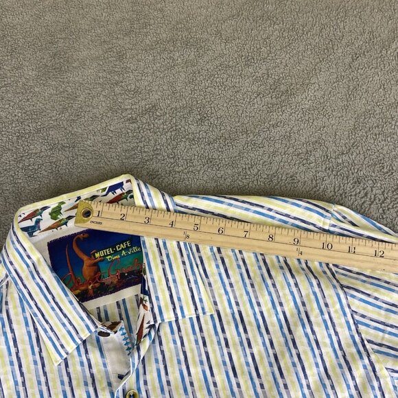 Robert Graham Shirt Men's Large Striped Button Long Sleeve Dinosaur‎ Flip Cuff - Picture 13 of 16